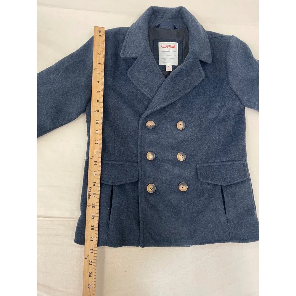 Title: Cat & Jack Boys Navy Blue Peacoat Size M Double Breasted NWT